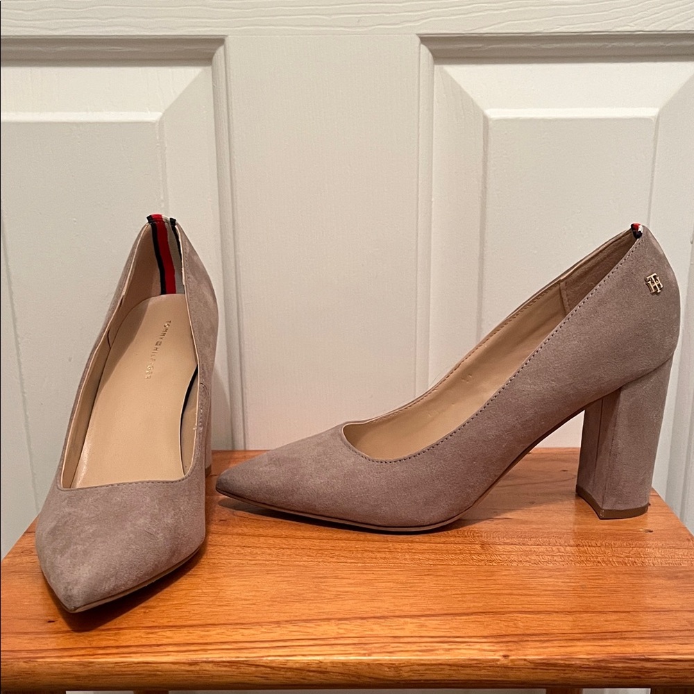 Tommy Hilfiger Women's Beige Suede Block Heels